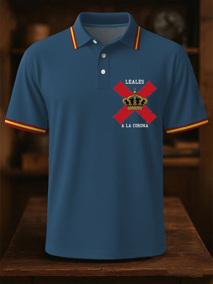 Hombres España Cruz de Borgoña Tercio Impreso Casual Tops
