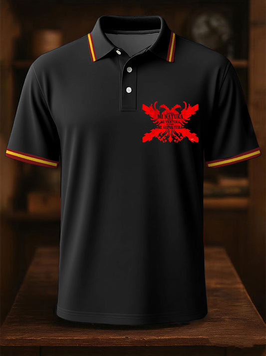 Hombres España Cruz de Borgoña Tercio Impreso Casual Tops