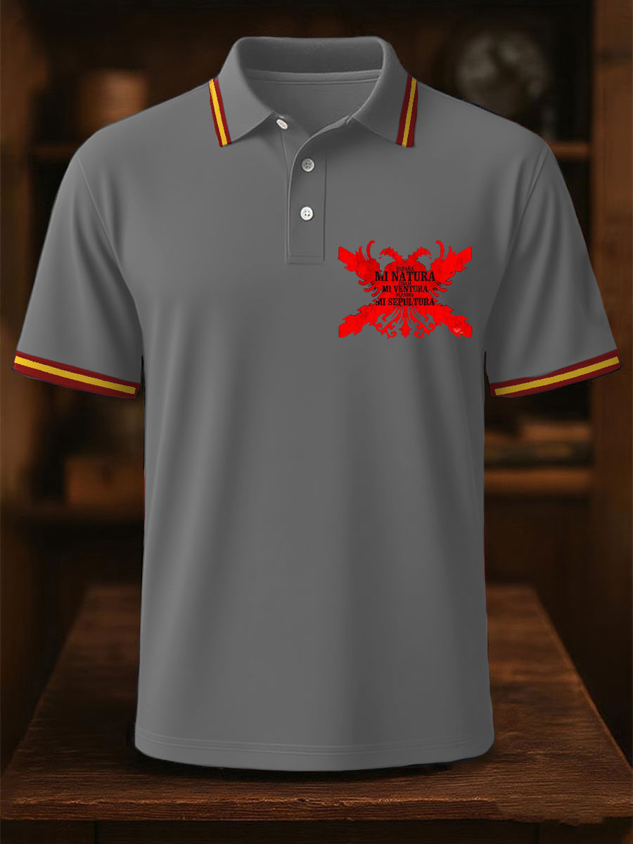 Hombres España Cruz de Borgoña Tercio Impreso Casual Tops