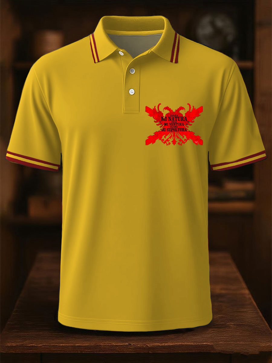 Hombres España Cruz de Borgoña Tercio Impreso Casual Tops