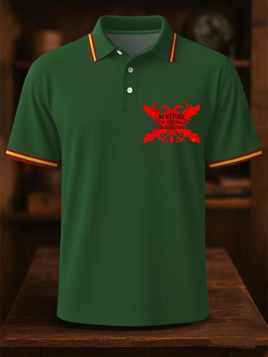 Hombres España Cruz de Borgoña Tercio Impreso Casual Tops