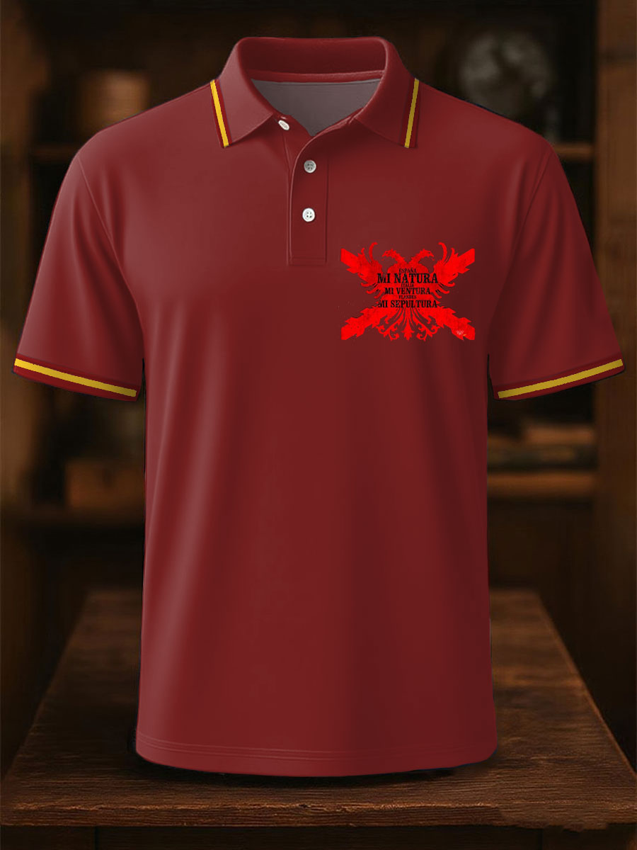 Hombres España Cruz de Borgoña Tercio Impreso Casual Tops