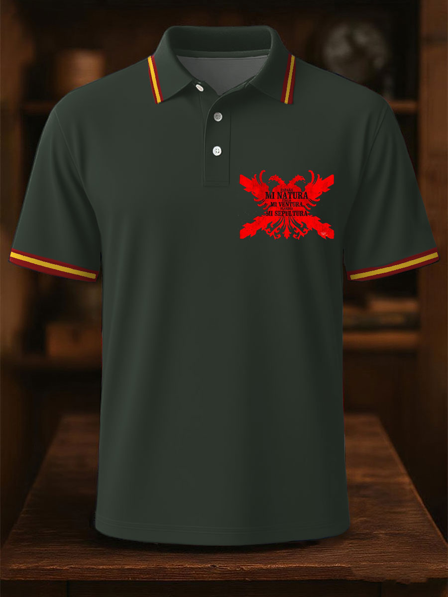 Hombres España Cruz de Borgoña Tercio Impreso Casual Tops