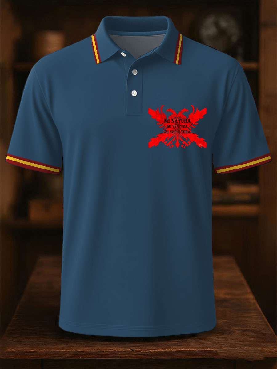 Hombres España Cruz de Borgoña Tercio Impreso Casual Tops