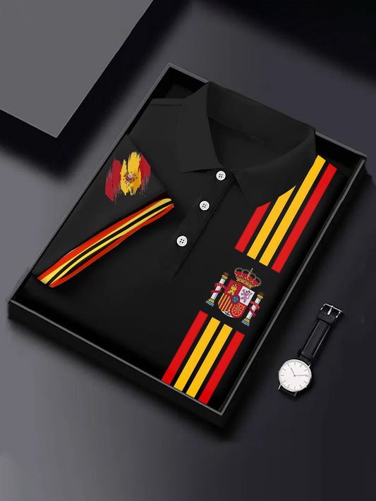 Top de manga corta con estampado de bandera de España para hombre