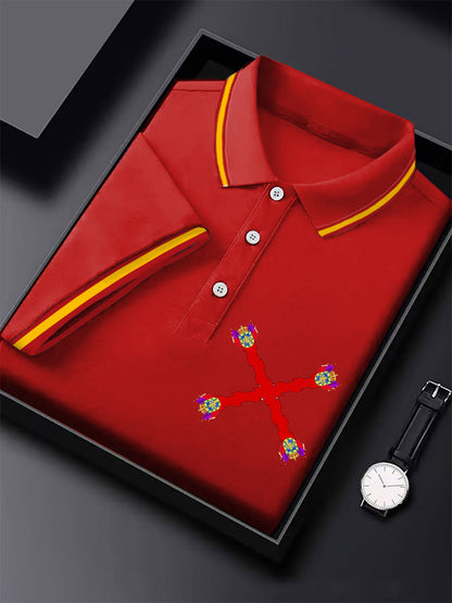 Hombres España Cruz de Borgoña Tercio Impreso Casual Tops