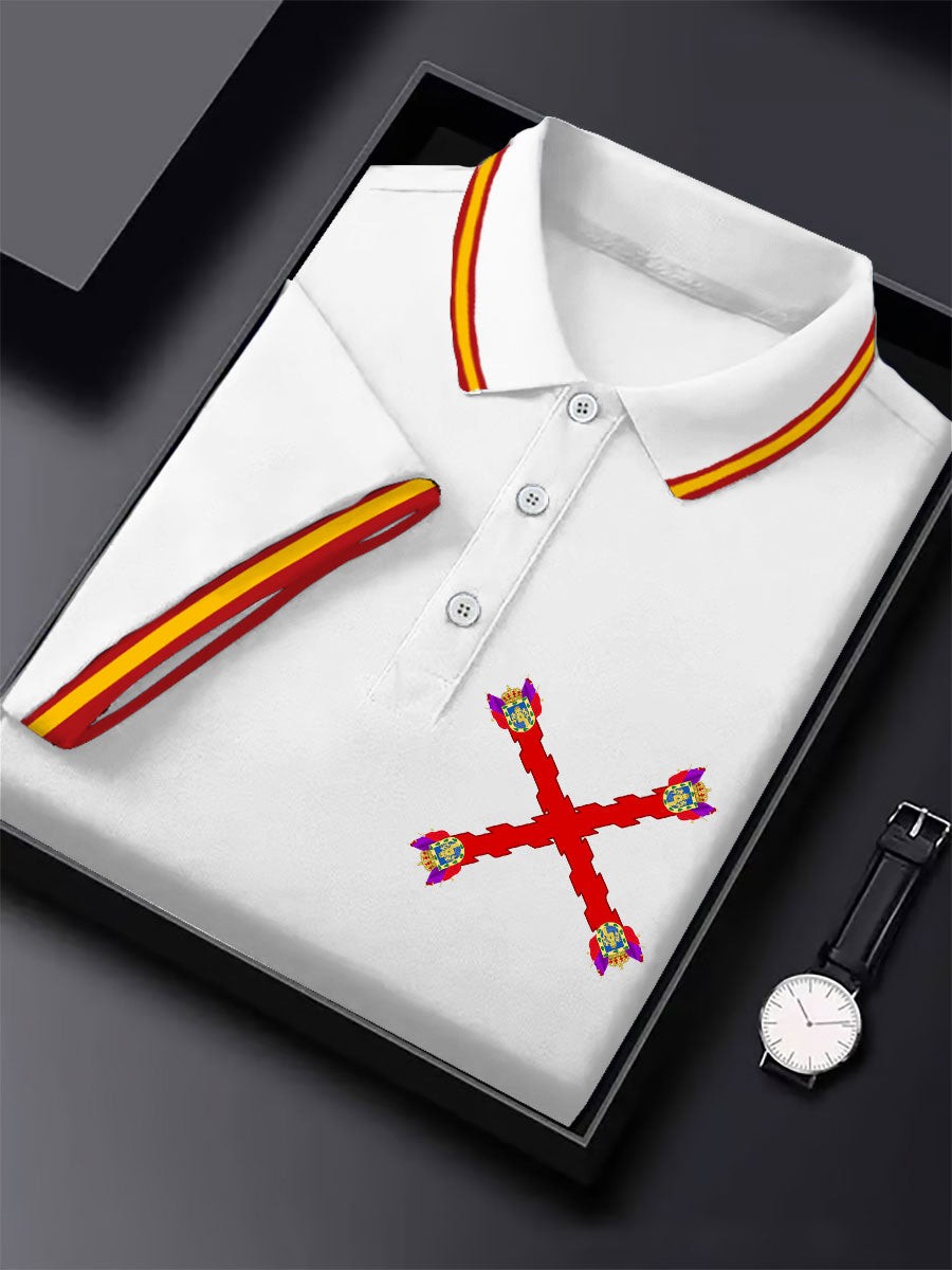 Hombres España Cruz de Borgoña Tercio Impreso Casual Tops