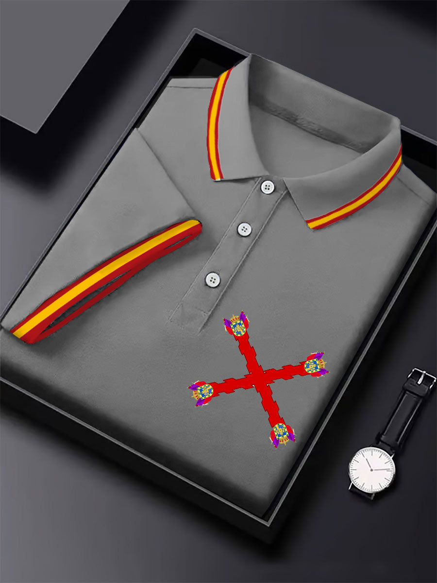 Hombres España Cruz de Borgoña Tercio Impreso Casual Tops