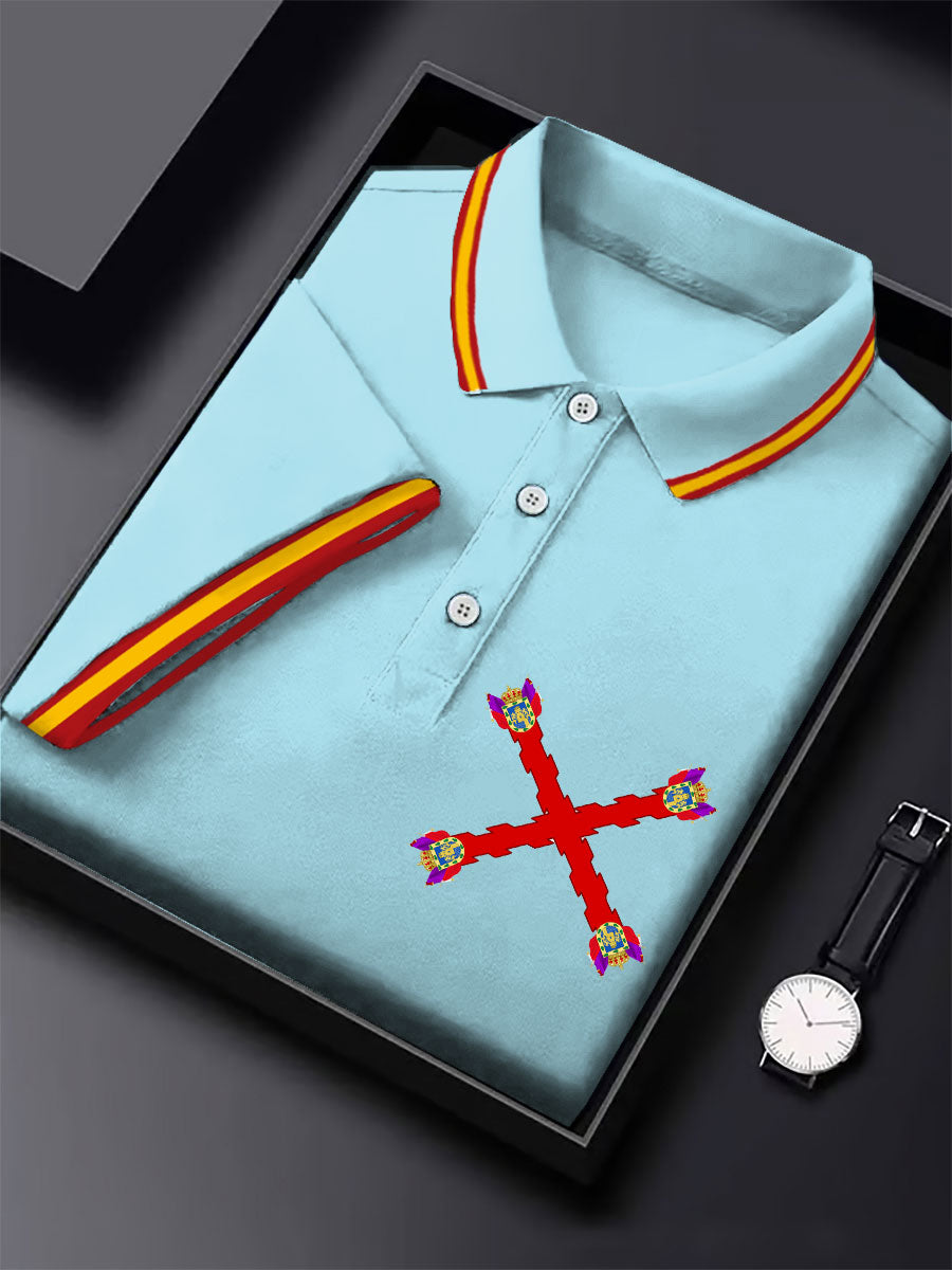 Hombres España Cruz de Borgoña Tercio Impreso Casual Tops