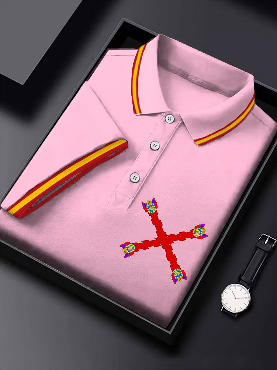 Hombres España Cruz de Borgoña Tercio Impreso Casual Tops