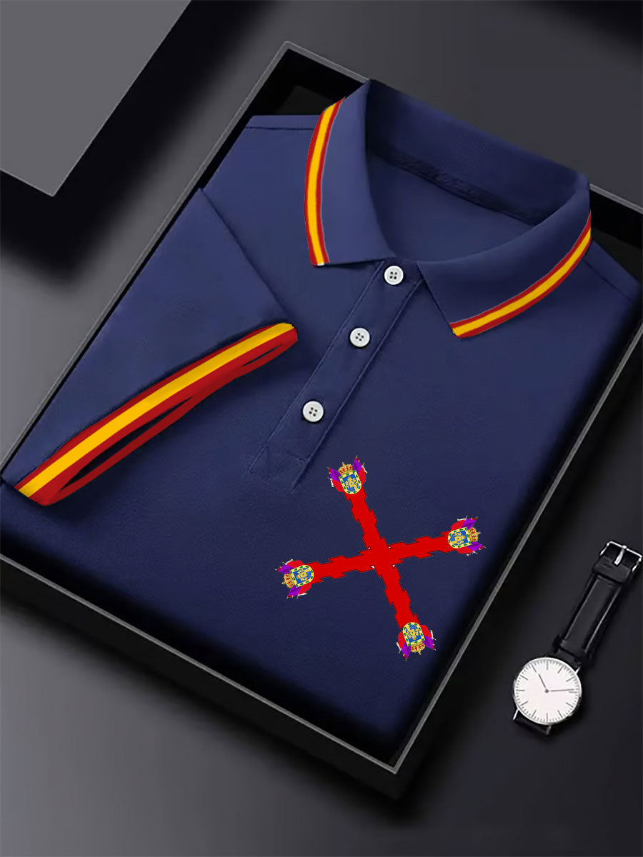 Hombres España Cruz de Borgoña Tercio Impreso Casual Tops