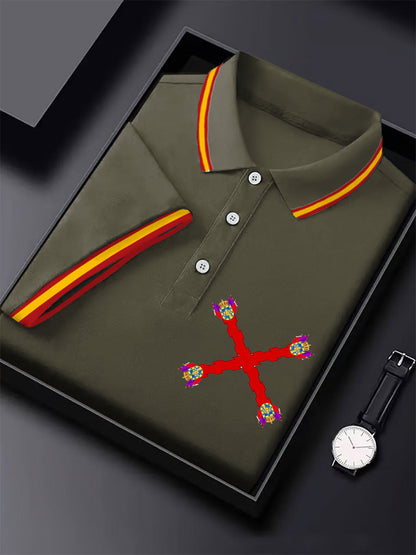 Hombres España Cruz de Borgoña Tercio Impreso Casual Tops