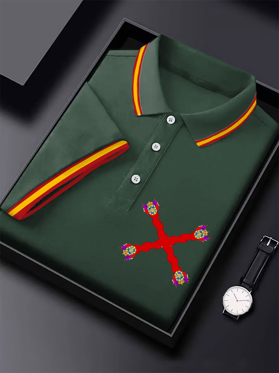 Hombres España Cruz de Borgoña Tercio Impreso Casual Tops