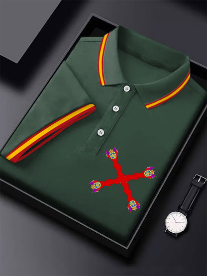 Hombres España Cruz de Borgoña Tercio Impreso Casual Tops