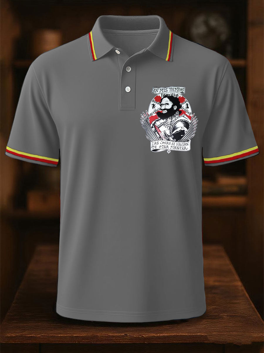 Hombres España Cruz de Borgoña Tercio Impreso Casual Tops