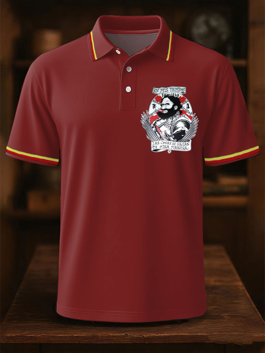 Hombres España Cruz de Borgoña Tercio Impreso Casual Tops