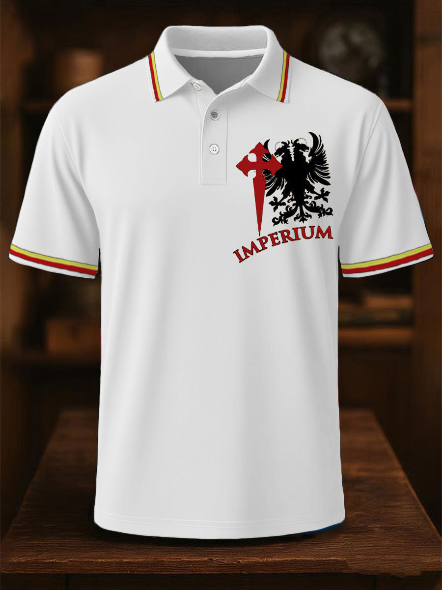 Hombres España Cruz de Borgoña Tercio Impreso Casual Tops