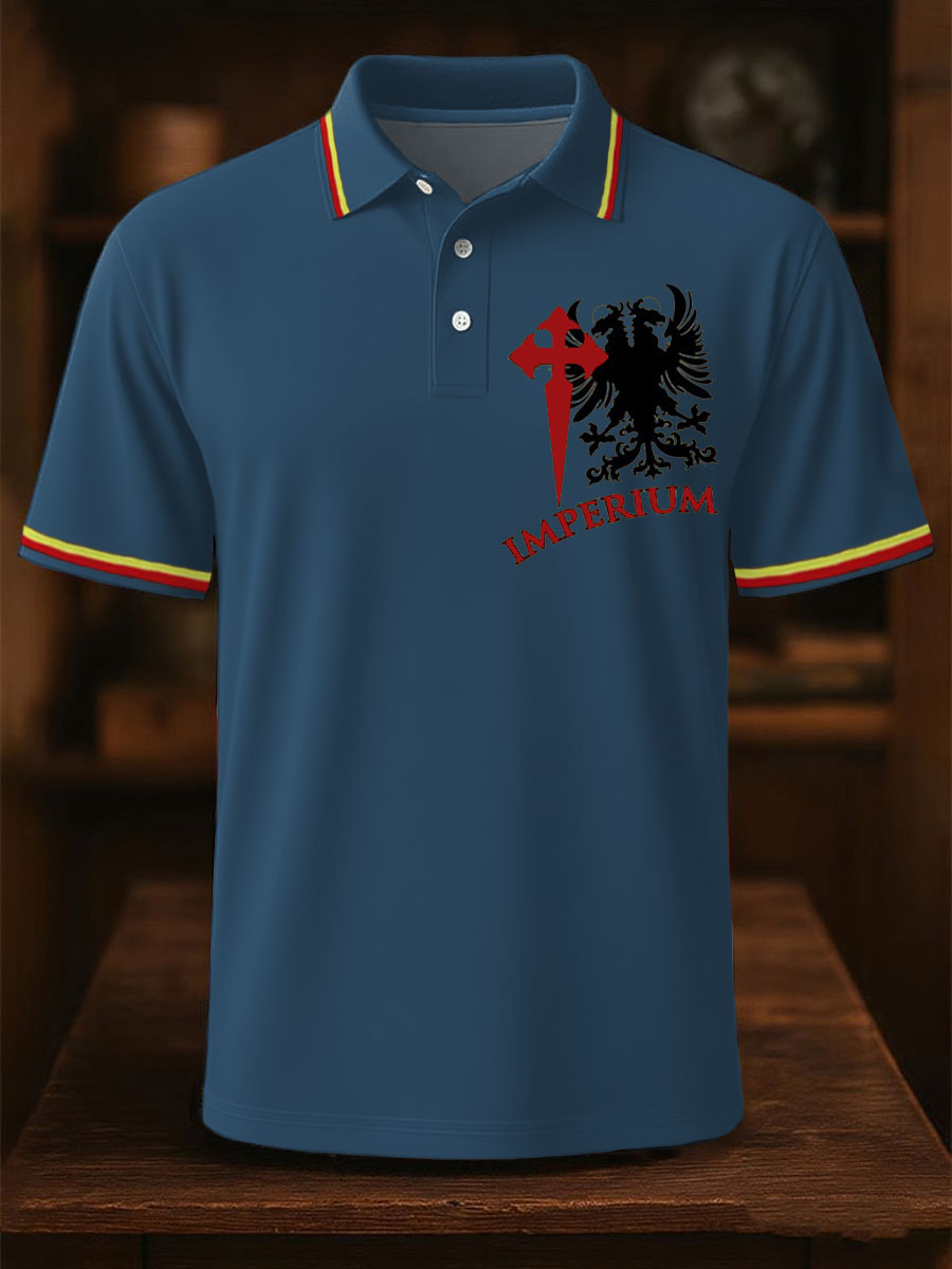 Hombres España Cruz de Borgoña Tercio Impreso Casual Tops