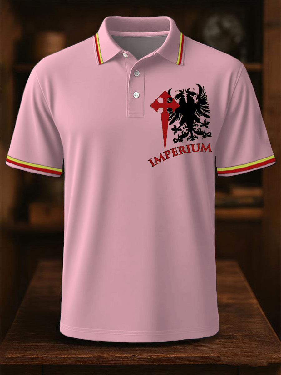 Hombres España Cruz de Borgoña Tercio Impreso Casual Tops