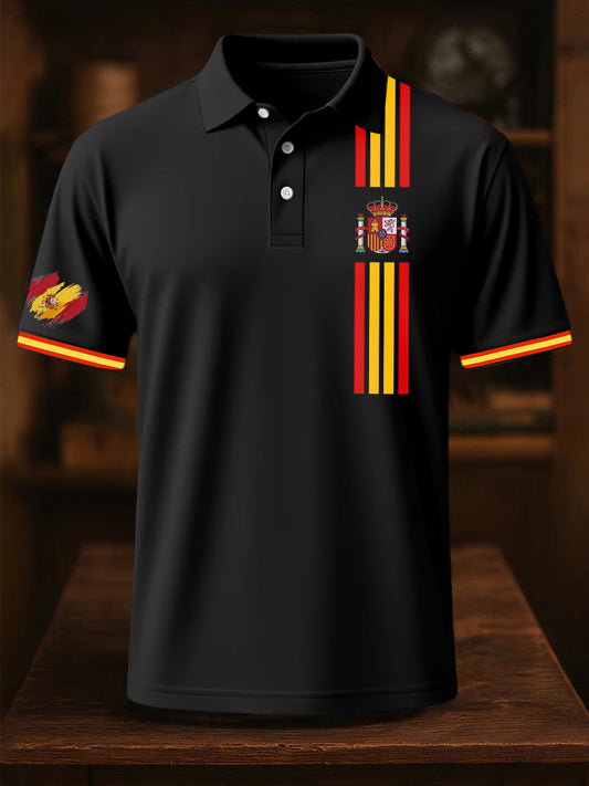 Top de manga corta con estampado de bandera de España para hombre