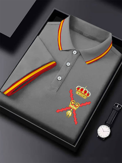 Hombres España Cruz de Borgoña Tercio Impreso Casual Tops