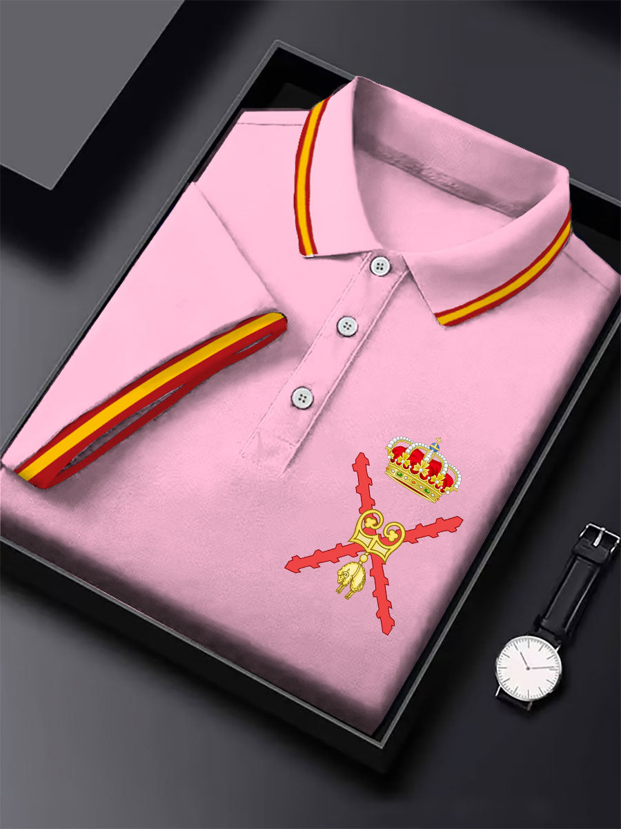 Hombres España Cruz de Borgoña Tercio Impreso Casual Tops