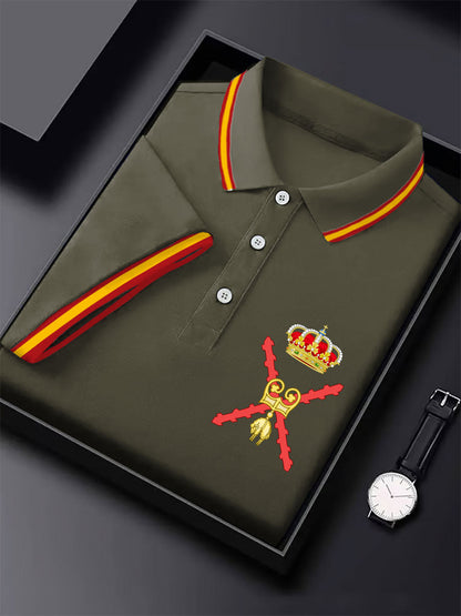 Hombres España Cruz de Borgoña Tercio Impreso Casual Tops