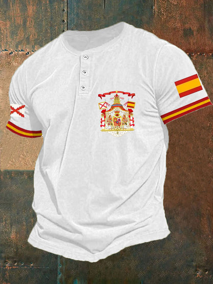 Hombres España Cruz de Borgoña Tercio Impreso Casual Tops