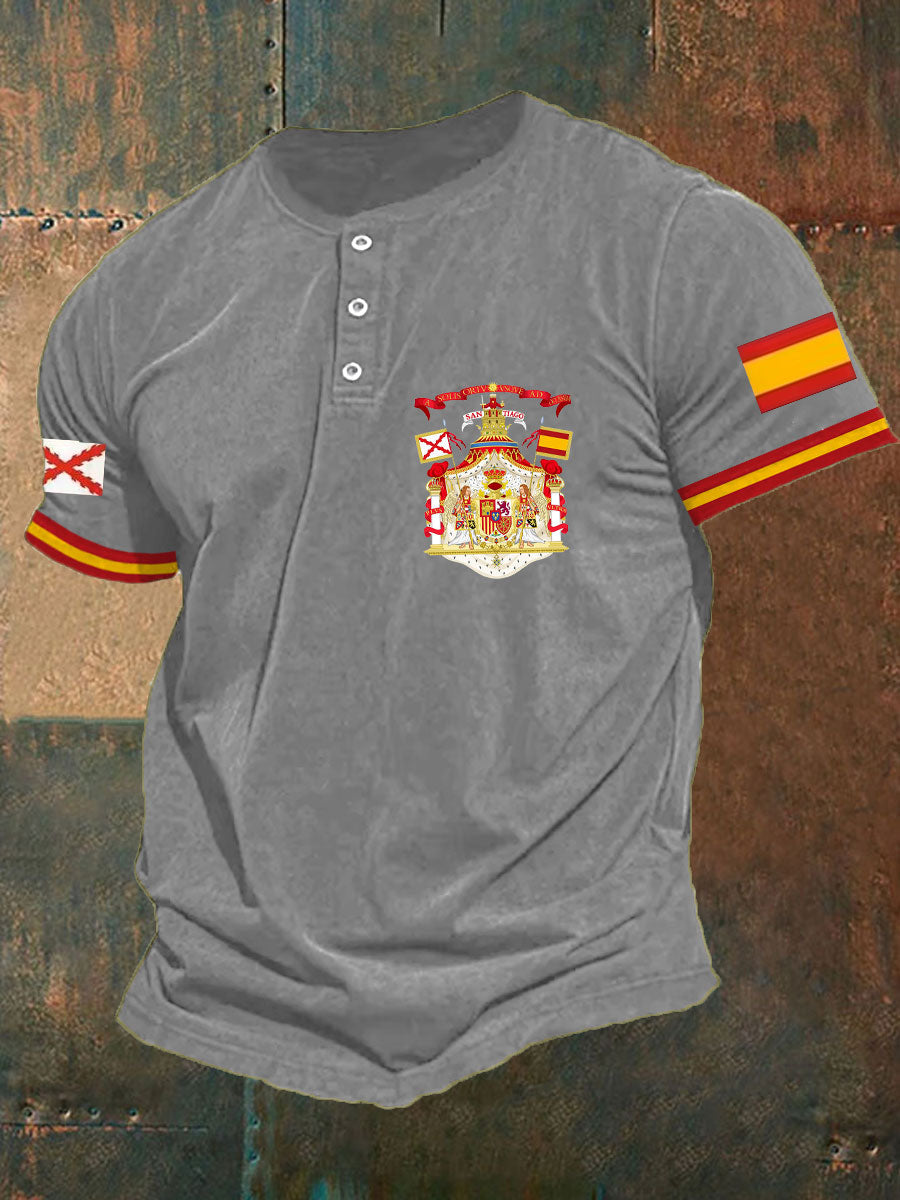 Hombres España Cruz de Borgoña Tercio Impreso Casual Tops