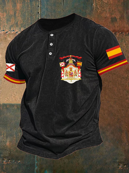 Hombres España Cruz de Borgoña Tercio Impreso Casual Tops