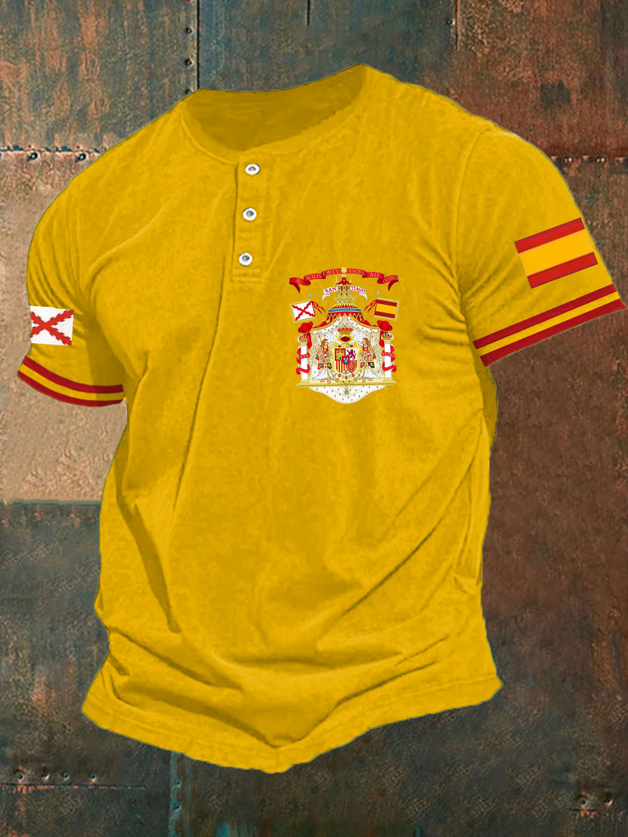Hombres España Cruz de Borgoña Tercio Impreso Casual Tops