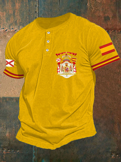 Hombres España Cruz de Borgoña Tercio Impreso Casual Tops