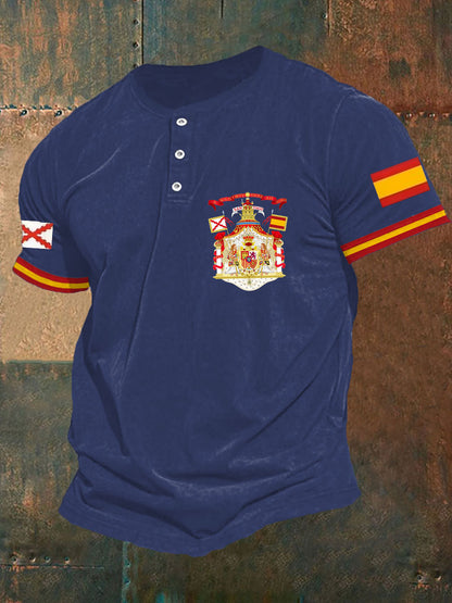Hombres España Cruz de Borgoña Tercio Impreso Casual Tops