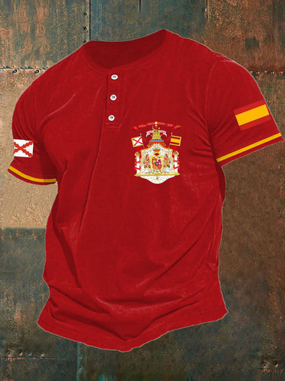 Hombres España Cruz de Borgoña Tercio Impreso Casual Tops
