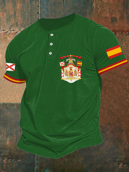 Hombres España Cruz de Borgoña Tercio Impreso Casual Tops