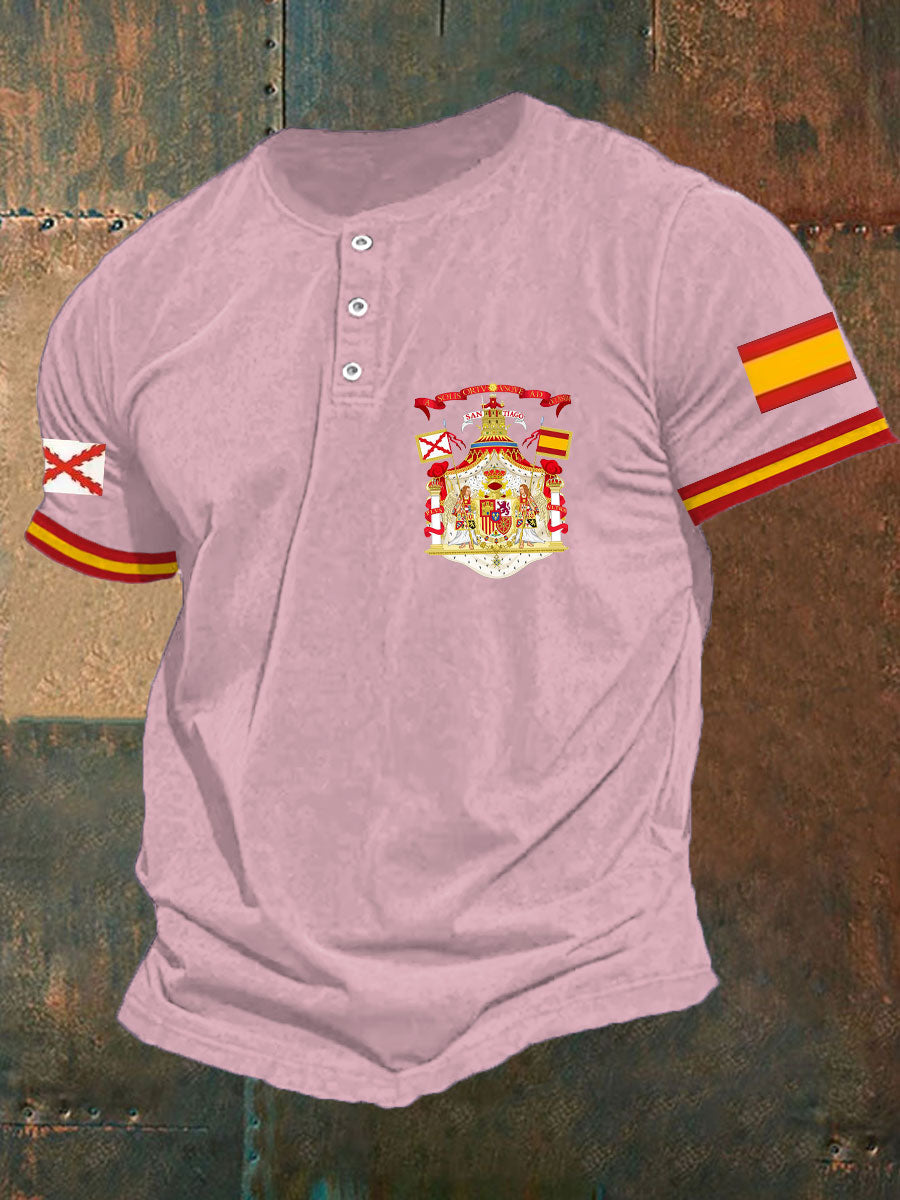 Hombres España Cruz de Borgoña Tercio Impreso Casual Tops