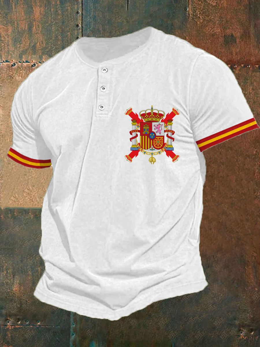 Hombres España Cruz de Borgoña Tercio Impreso Casual Tops