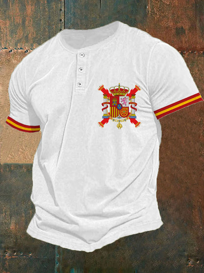 Hombres España Cruz de Borgoña Tercio Impreso Casual Tops