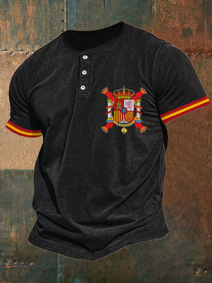 Hombres España Cruz de Borgoña Tercio Impreso Casual Tops