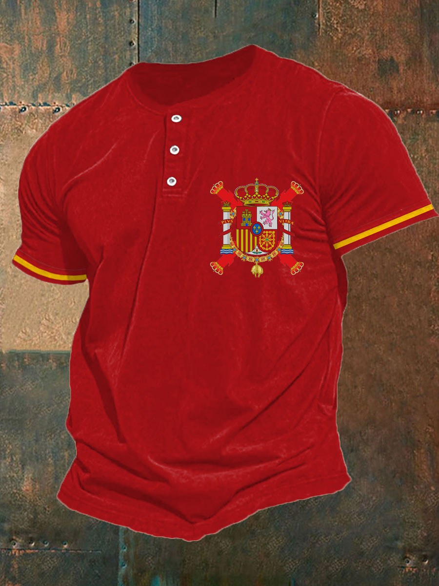 Hombres España Cruz de Borgoña Tercio Impreso Casual Tops