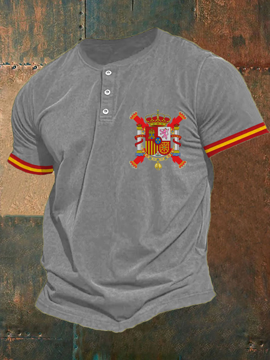 Hombres España Cruz de Borgoña Tercio Impreso Casual Tops