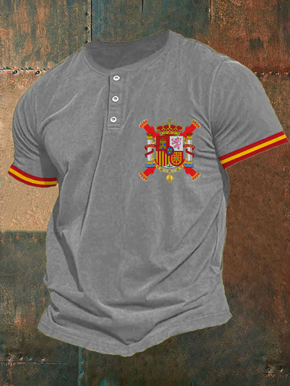 Hombres España Cruz de Borgoña Tercio Impreso Casual Tops