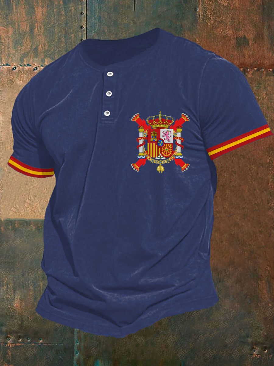 Hombres España Cruz de Borgoña Tercio Impreso Casual Tops