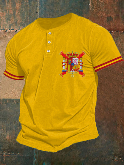 Hombres España Cruz de Borgoña Tercio Impreso Casual Tops