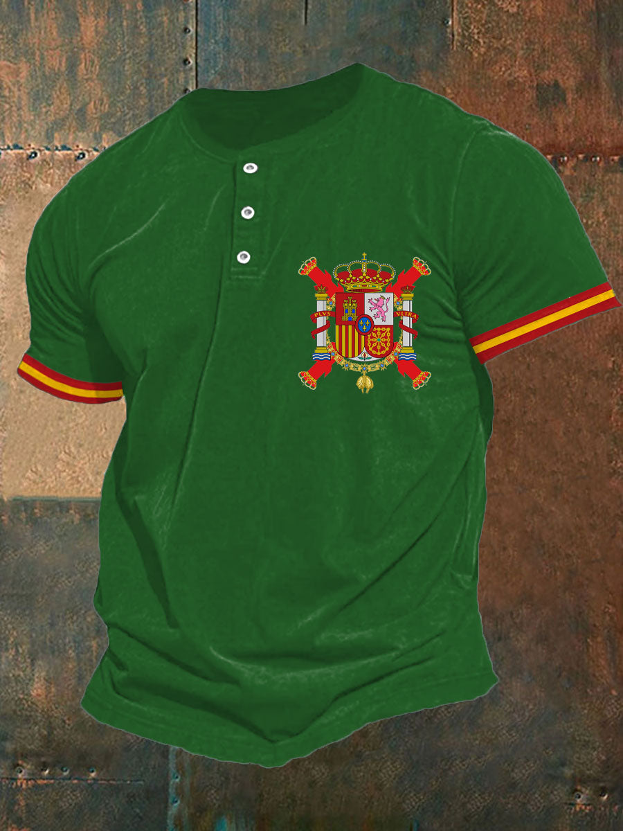 Hombres España Cruz de Borgoña Tercio Impreso Casual Tops