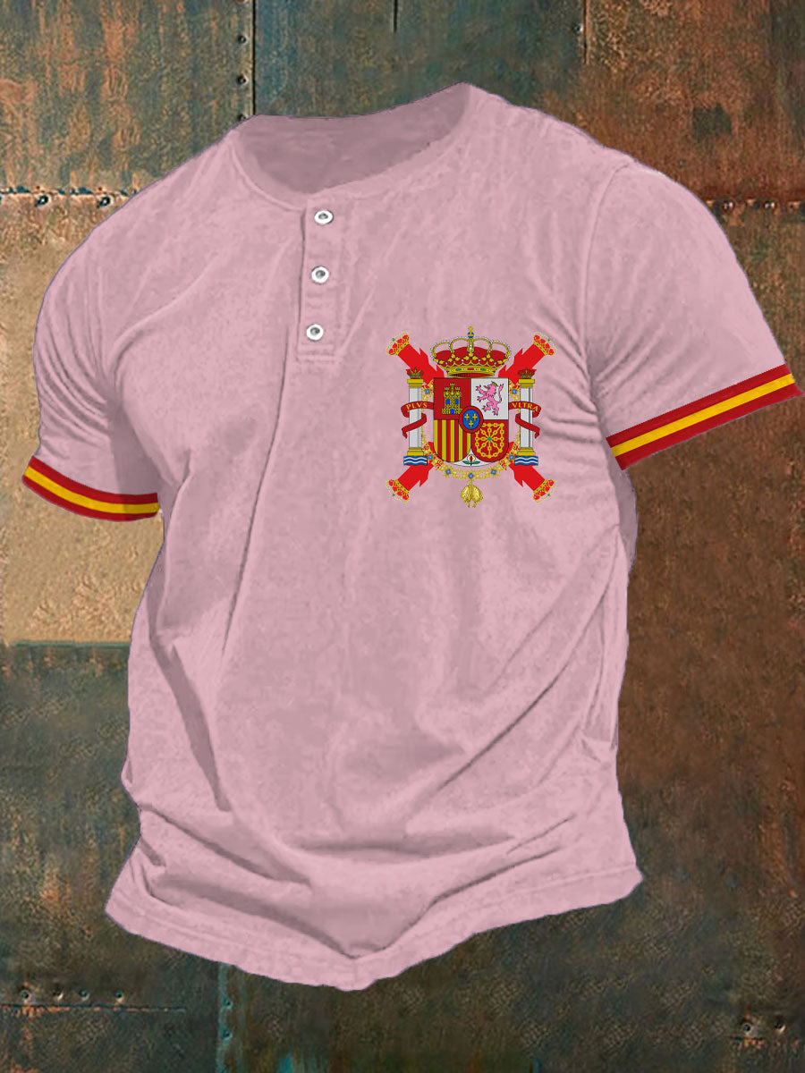 Hombres España Cruz de Borgoña Tercio Impreso Casual Tops