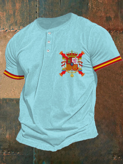Hombres España Cruz de Borgoña Tercio Impreso Casual Tops