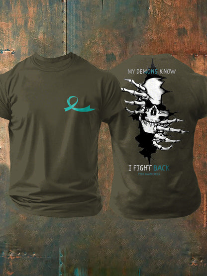 Camiseta impresa veterano de la conciencia del PTSD de los hombres