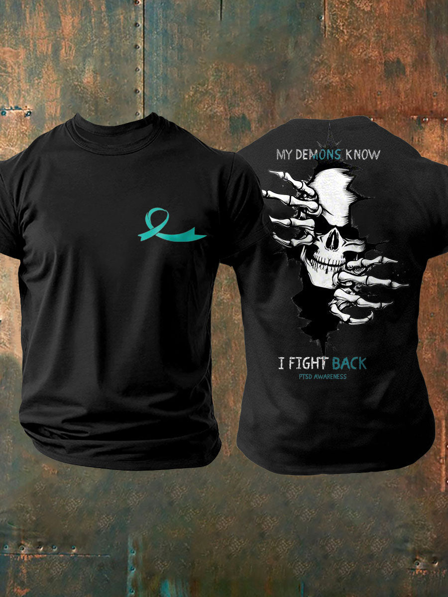 Camiseta impresa veterano de la conciencia del PTSD de los hombres
