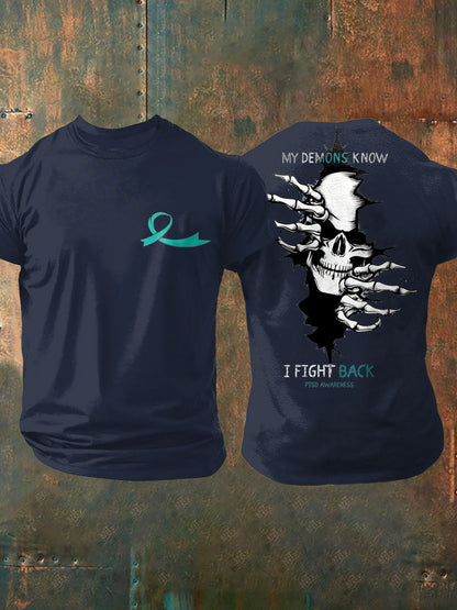 Camiseta impresa veterano de la conciencia del PTSD de los hombres